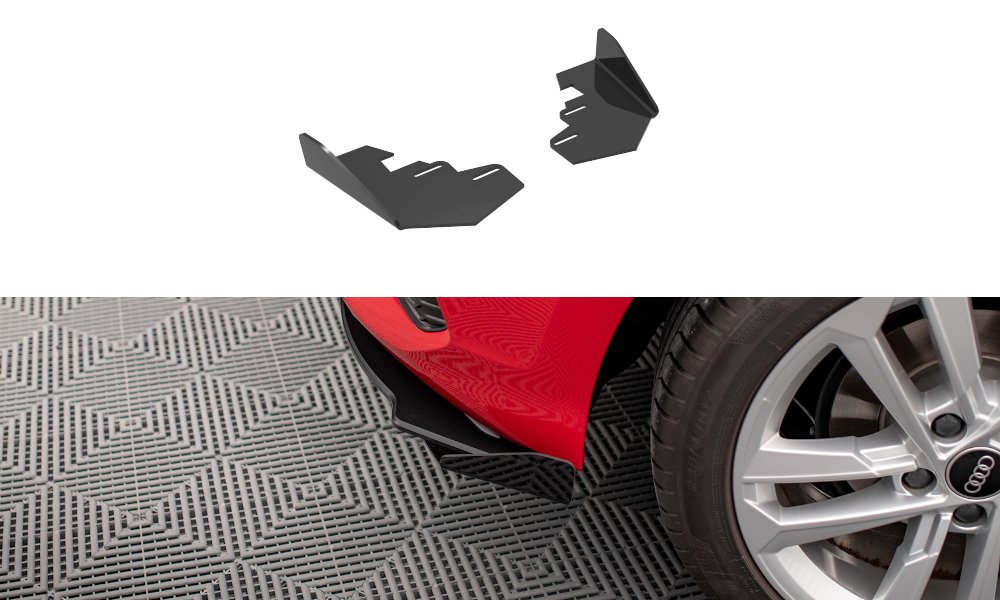 Maxton Design Hintere Seiten Flaps für Audi A3 Sportback 8Y schwarz Hochglanz