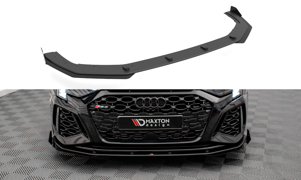 Maxton Design Street Pro Front Ansatz für +Flaps für V.1 + Flaps Audi RS3 8Y schwarz Hochglanz