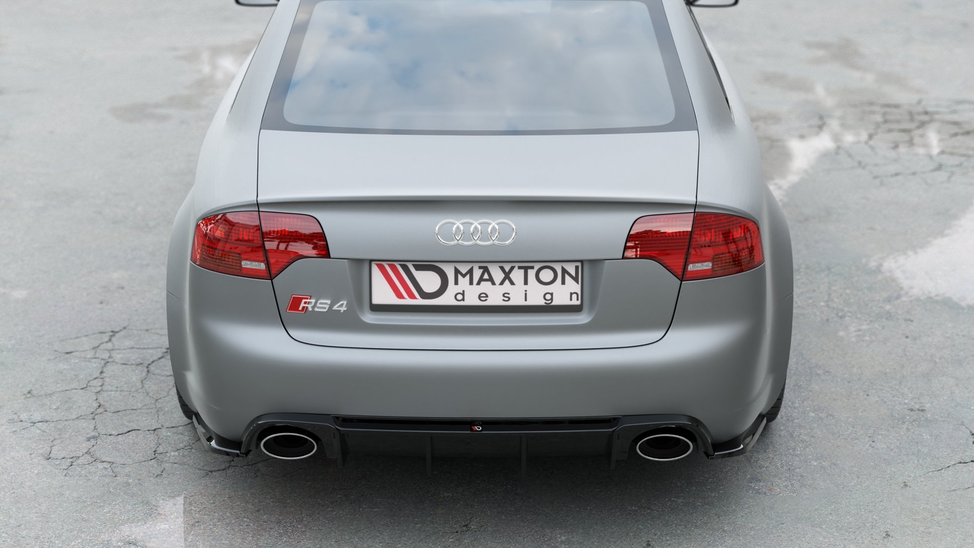 Maxton Design Diffusor Heck Ansatz für Audi RS4 B7 schwarz Hochglanz