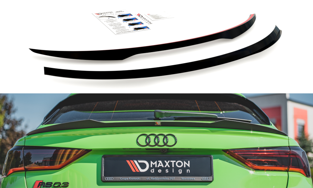 Maxton Design Spoiler CAP für Audi RSQ3 / Q3 S-Line Sportback F3 schwarz Hochglanz